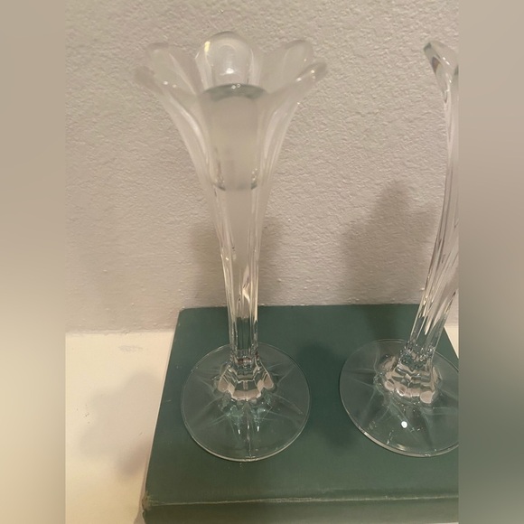 Vintage Pair of 24% Lead Tulip Crystal Cristal d'Arques French Candle Holders - Picture 3 of 9